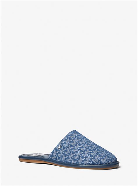 michael kors thea|Thea Signature Logo Denim Jacquard Mule .